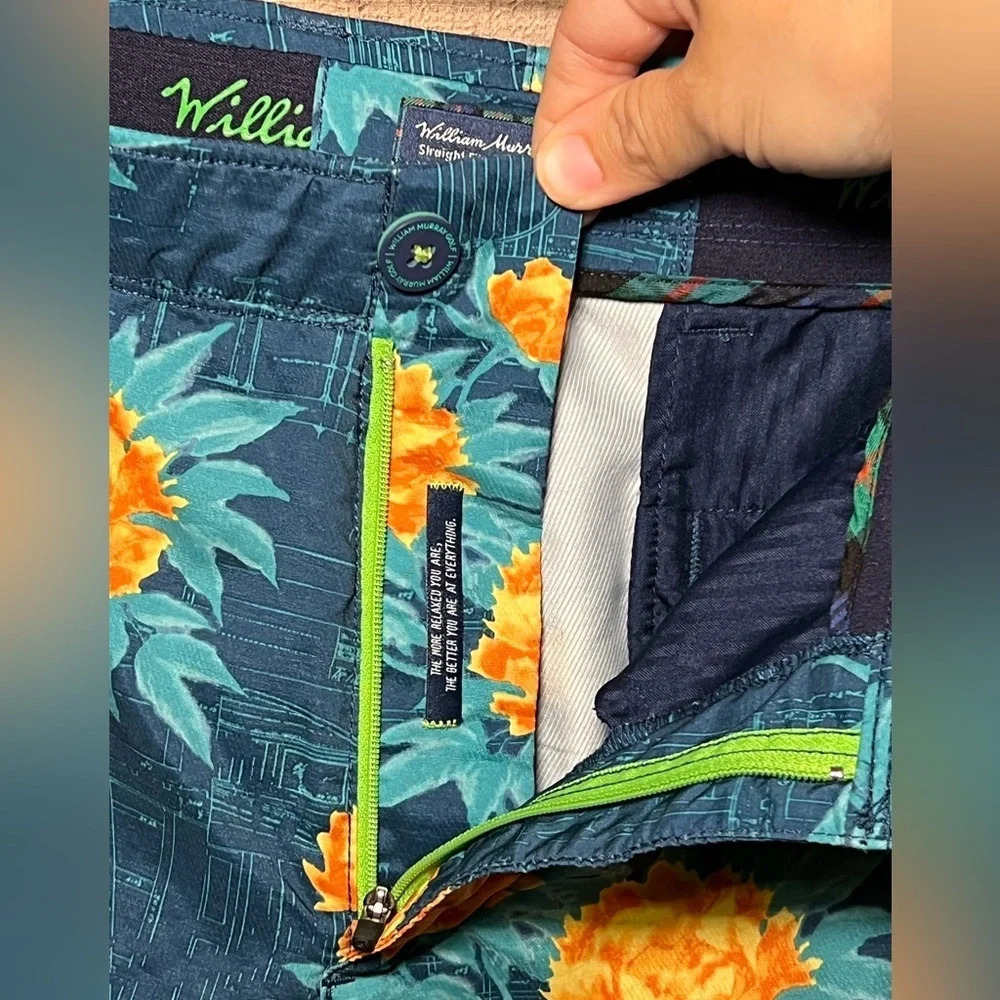 William Murray Lucie Caboosie Men’s Golf Shorts size 36 Teal Tropical Print - Picture 4 of 6